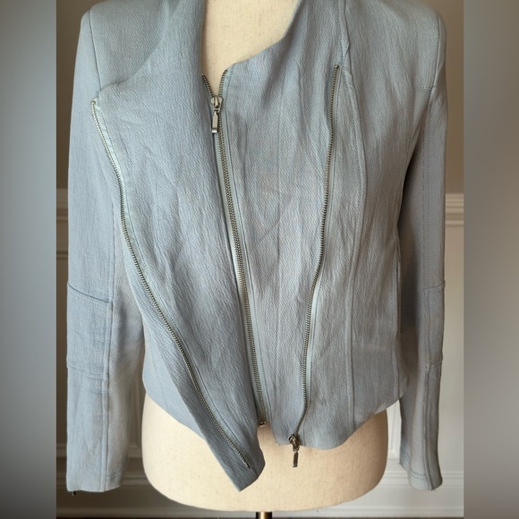 Blank NYC Mesh Detail Crepe Jacket Light Blue size XS - Picture 9 of 16